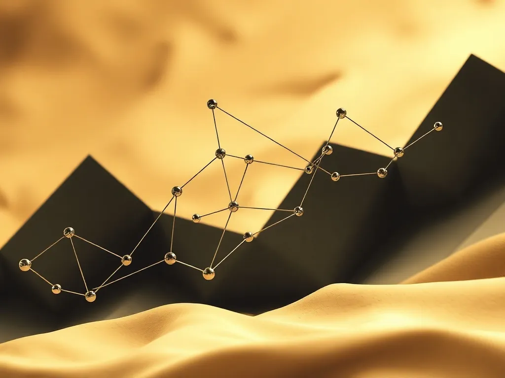 High-tech data visualization with abstract geometric nodes a