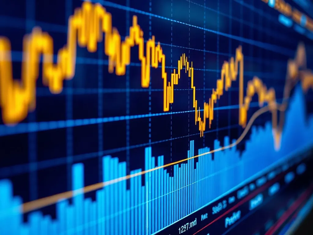 Close-up of a high-tech digital screen showing financial dat